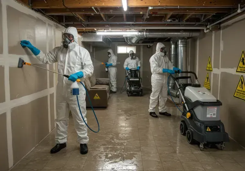 Basement Moisture Removal and Structural Drying process in Hardin, MT